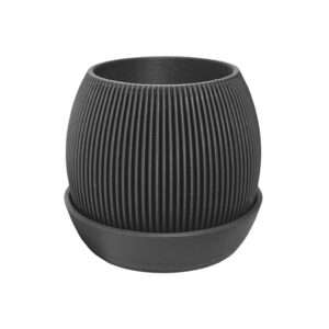 Vaso grande com bandeja - Cinza