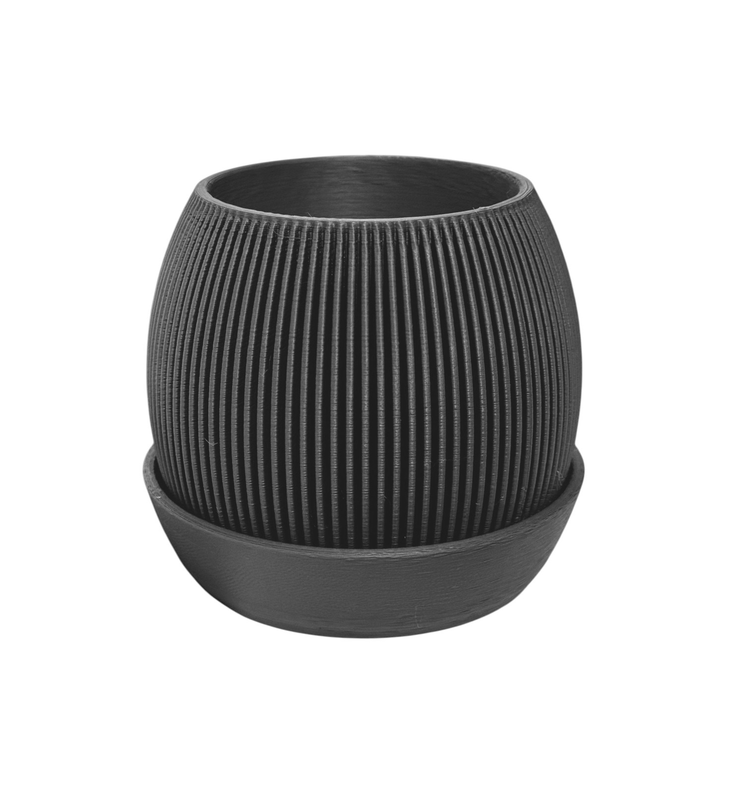 Vaso grande com bandeja - Cinza